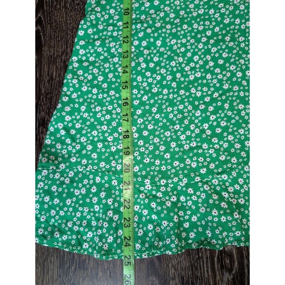 Zara Green Ditsy Floral Print Criss Cross Back Short Mini Dress Women's Medium - Picture 7 of 8